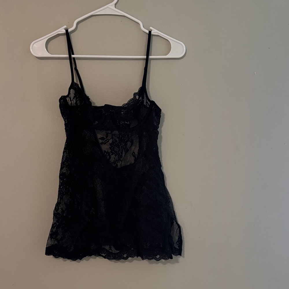 Victoria's Secret Sheer Black Lace Chemise